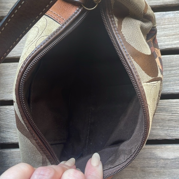 Authentic Brown Tan Animal Print Leather Suede Patchwork Coach Mini Bag Purse - Picture 11 of 12